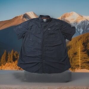 Harley-Davidson H-D Performance Ripstop Button Shirt 2XL Black Short Sleeves